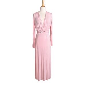 I. MAGNIN Vintage 1970s Pink Modal Maxi Night Dress – Loungewear Glam Size Small